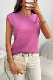 Short Sleeved Round Neck Striped Knitted Sweater