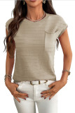 Short Sleeved Round Neck Striped Knitted Sweater