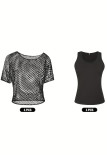 Fishing Net Mesh Hollow Short Sleeved T-Shirt