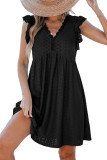 V-Neck Lace Hollow Short Sleeved Dress