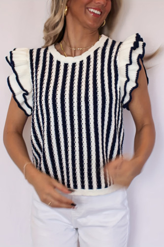 Flying Sleeve Round Neck Short Sleeved Knitted Shirt