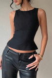 Solid Color Sleeveless Backless Bow Vest
