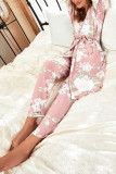 Suspender Nightgown Pants Pajamas Three-Piece Set