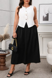 Summer Large Size Sleeveless Vest Skirt Two-Piece Set