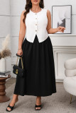 Summer Large Size Sleeveless Vest Skirt Two-Piece Set