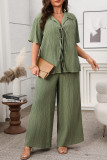 Knitted Strap Short Sleeved Pants Two-Piece Set