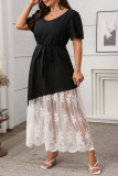 Large Size French Lace Loose Short Sleeve Dress