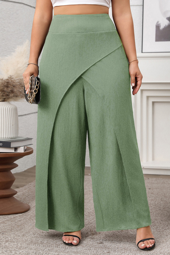 Solid Color High Waisted Loose Wide Leg Pants