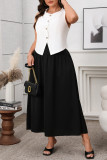 Summer Large Size Sleeveless Vest Skirt Two-Piece Set