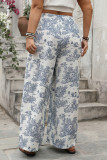 Large Size Loose Print Wide Leg Pants