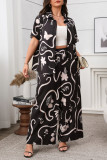 Short Sleeved Cardigan Wide Leg Pants Two-Piece Set
