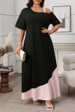 Solid Color Suspender Short Sleeved Dress