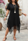 Round Neck Slimming Tassel Loose Dress