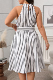 Black White Striped Neck Hanging Sleeveless Dress