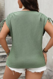 V-Neck Drawstring Short Sleeved Loose Shirt