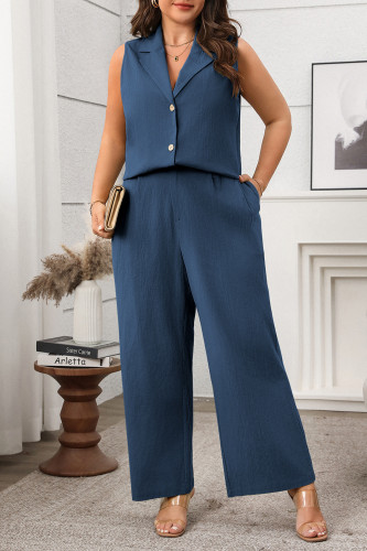 Sleeveless Vest Wide Leg Pants Two-Piece Set