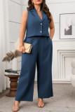 Sleeveless Vest Wide Leg Pants Two-Piece Set