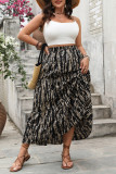 Large Size High Waist Printed Half Skirt