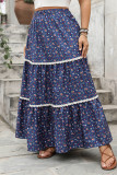 Large Size High Waist Floral Printed Lace Half Skirt