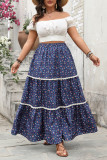 Large Size High Waist Floral Printed Lace Half Skirt