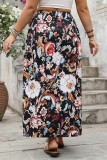 Large Size Holiday Style Printed Split Skirt