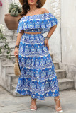 Ethnic Style One Shoulder Top Half Skirt Two-Piece Set