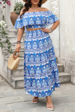 Ethnic Style One Shoulder Top Half Skirt Two-Piece Set