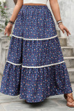 Large Size High Waist Floral Printed Lace Half Skirt