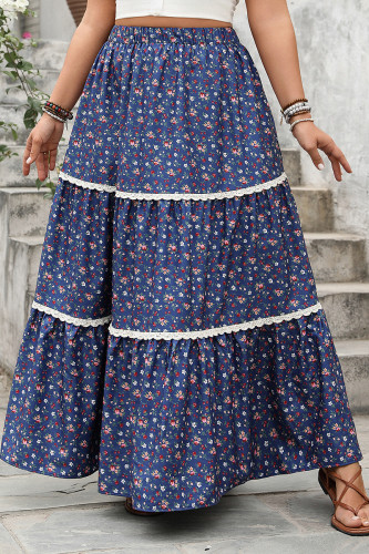 Large Size High Waist Floral Printed Lace Half Skirt