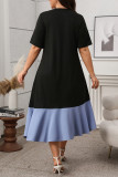 Large Size Fish Tail Ruffle Short Sleeved Dress