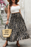 Large Size High Waist Printed Half Skirt