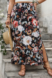 Large Size Holiday Style Printed Split Skirt
