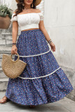 Large Size High Waist Floral Printed Lace Half Skirt