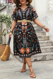 Large Size Bohemian V-Neck High Waist Dress