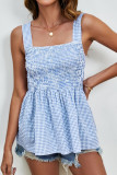 Grid Printed Adjustable Camisole Sleeveless Shirt