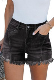 High Waisted Elastic Slimming Denim Shorts