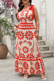 Holiday Style Printed High Waisted Camisole Dress