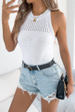 Solid Color Hollow Out Sleeveless Knitted Sweater