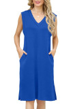 Summer Loose Sleeveless V-Neck Slit Dress