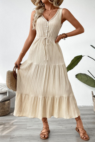 Summer Texture V-Neck Sleeveless Dress