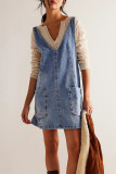Adjustable Shoulder Strap Sleeveless Denim Dress