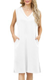 Summer Loose Sleeveless V-Neck Slit Dress