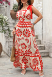 Holiday Style Printed High Waisted Camisole Dress