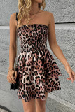 Leopard Print Strapless Backless Dress