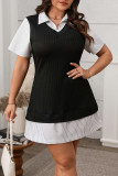 Large Size Fake Two Short Sleeved Lapel Dresses