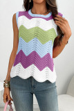 Summer Round Neck Knitted Sleeveless Vest