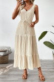 Summer Texture V-Neck Sleeveless Dress