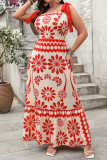 Holiday Style Printed High Waisted Camisole Dress