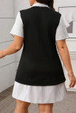 Large Size Fake Two Short Sleeved Lapel Dresses
