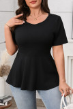 Round Neck Short Sleeved Bow Backless Shirt